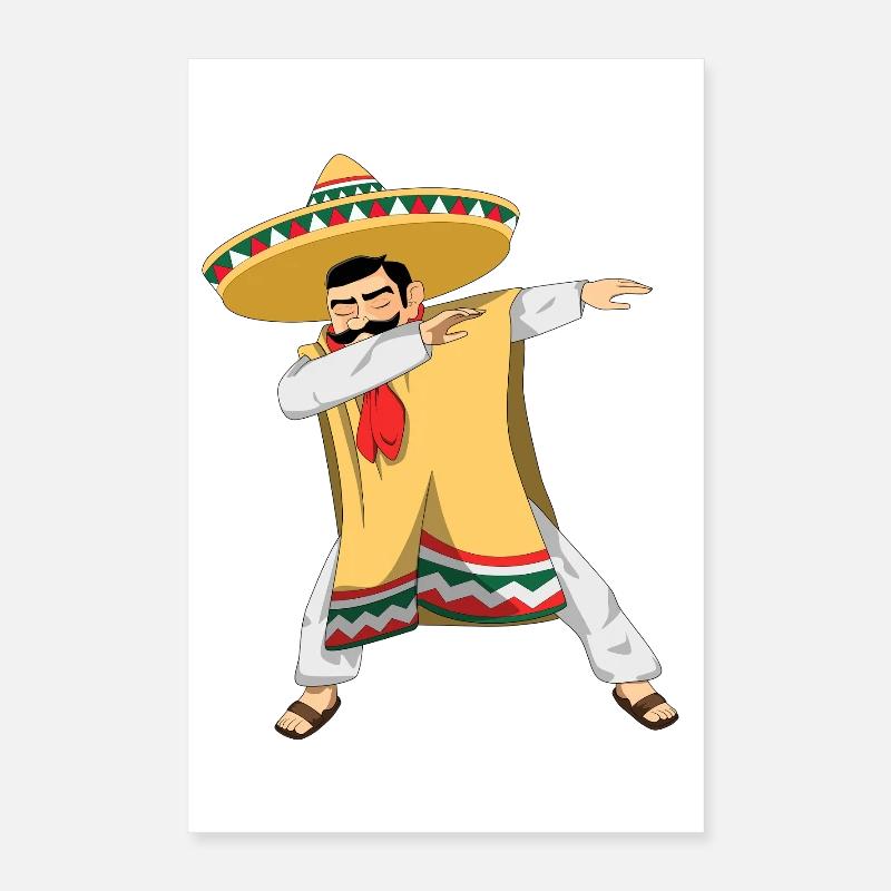 Mexikaner Sombrero Poncho Dabbing Cinco De Mayo Poster 40x60 cm