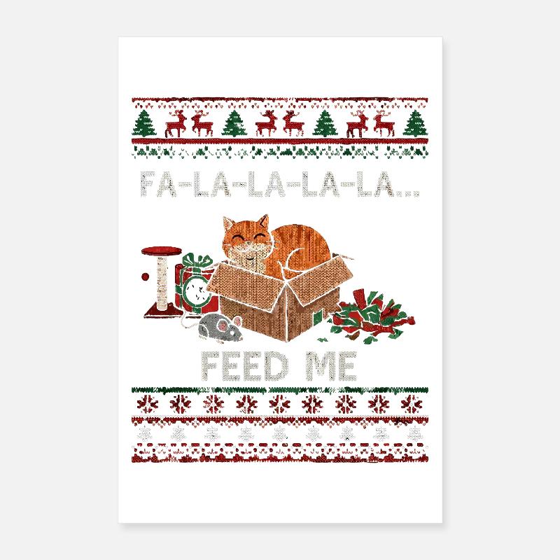 Weihnachtskatze im Karton – Futterbitten Poster 40x60 cm