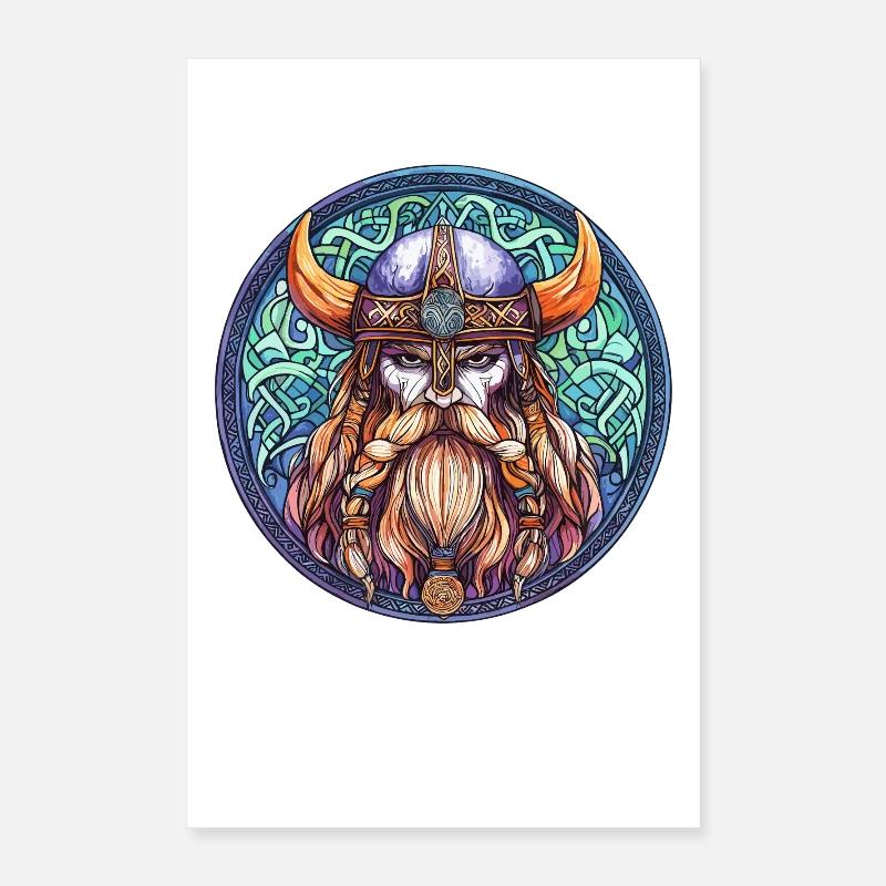 Viking Warrior Round Circle Poster 16" x 24" (40x60 cm)