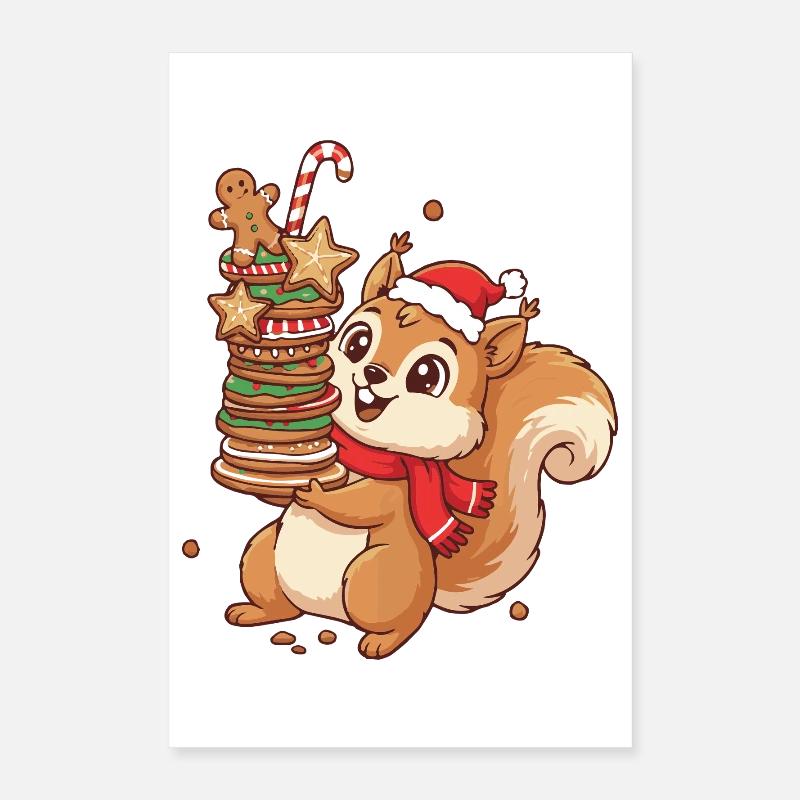 Weihnachts Eichhörnchen mit Keksen Poster 40x60 cm