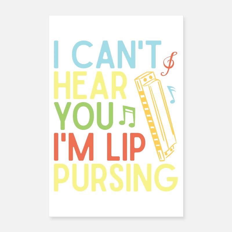 Funny Harmonica Player Lip Pursing Harmonica Poster 40x60 cm