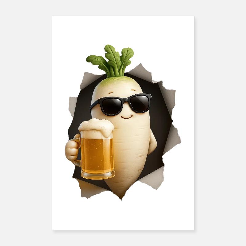Radieschen Bier Poster 40x60 cm