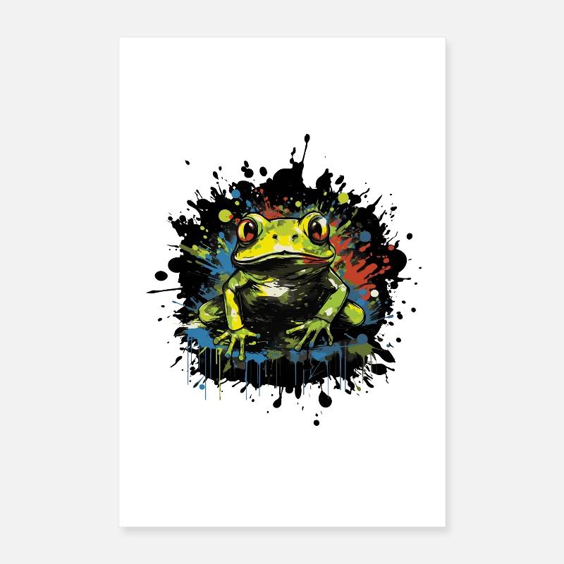 Touche de couleur Style néon de grenouille Poster 40 x 60 cm