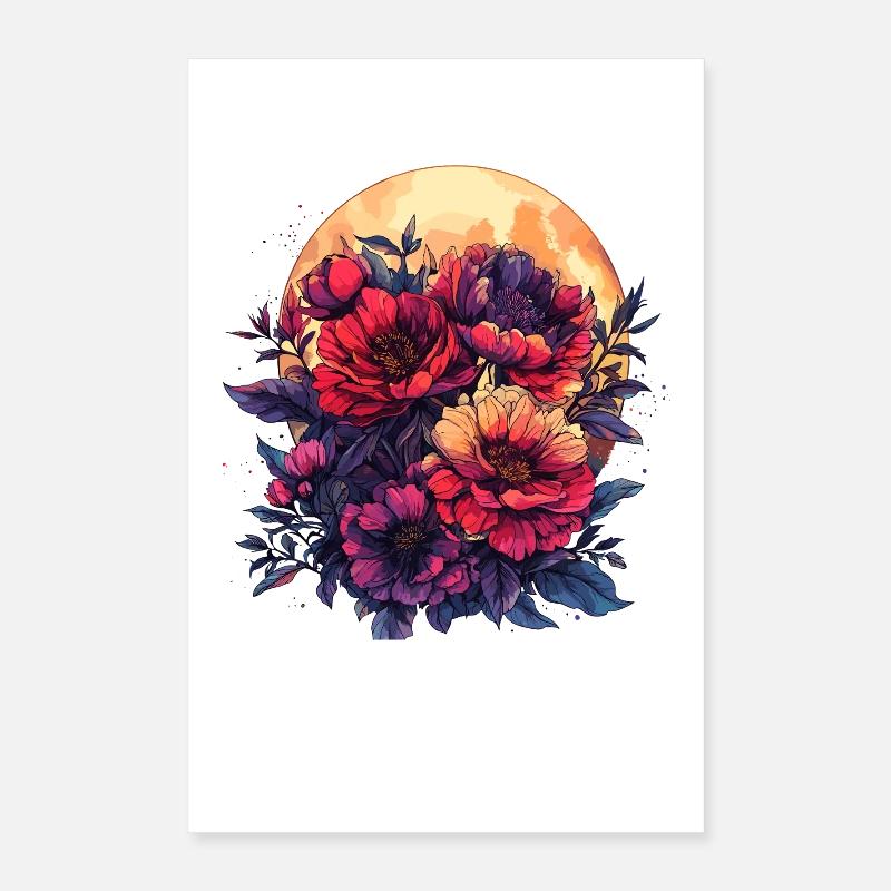 Moonlight Flower Bouquet Poster 16" x 24" (40x60 cm)