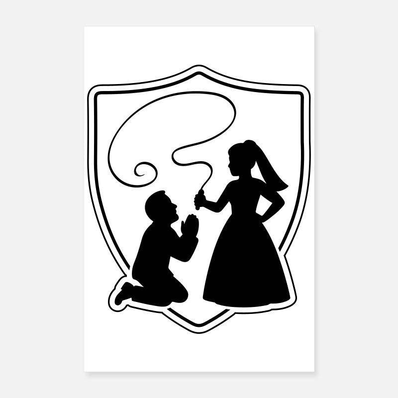 Hochzeit Brautpaar Ehepaar Silhouette Poster 40x60 cm