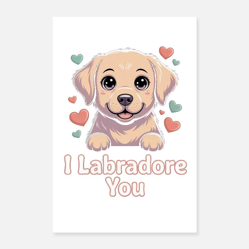 Graphique du chiot labrador amoureux Poster 40 x 60 cm