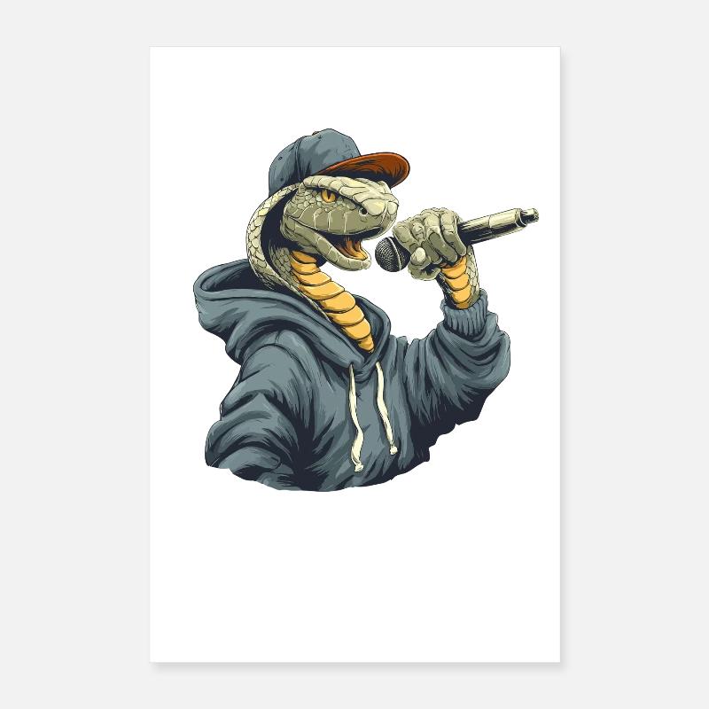 Serpent rappeur en sweat à capuche Poster 40 x 60 cm
