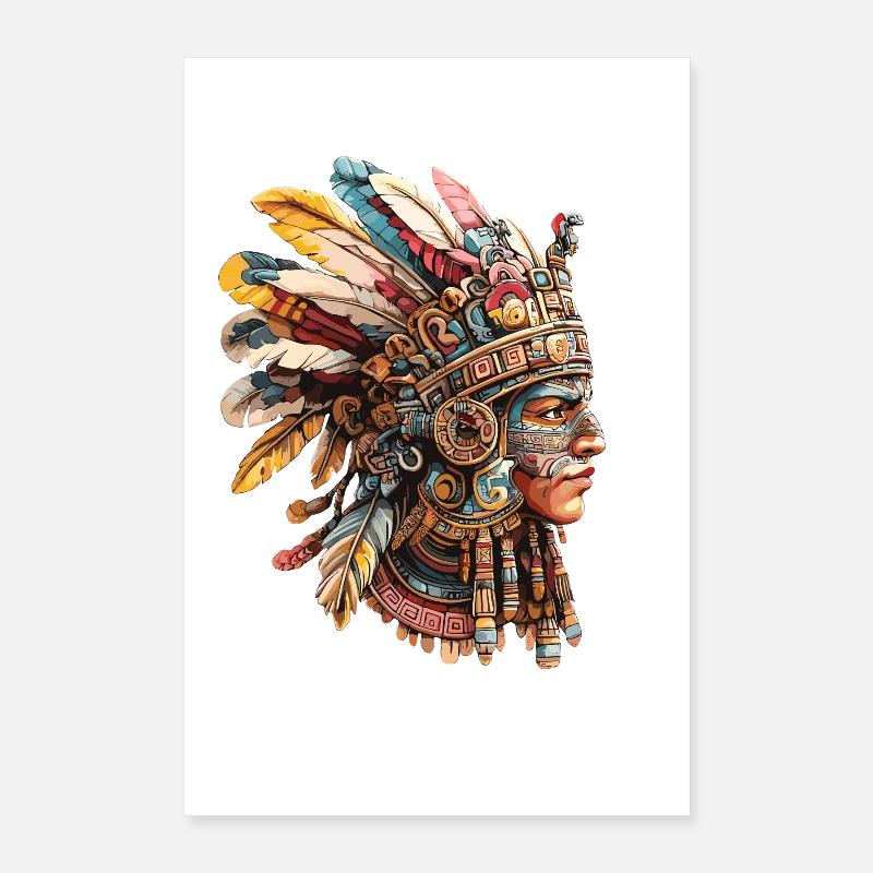 Coiffe en plume aztèque Poster 40 x 60 cm