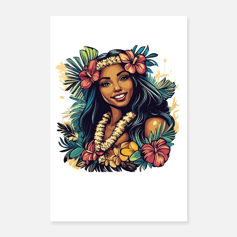 Couronne de fleurs de hula tropicale Poster 40 x 60 cm