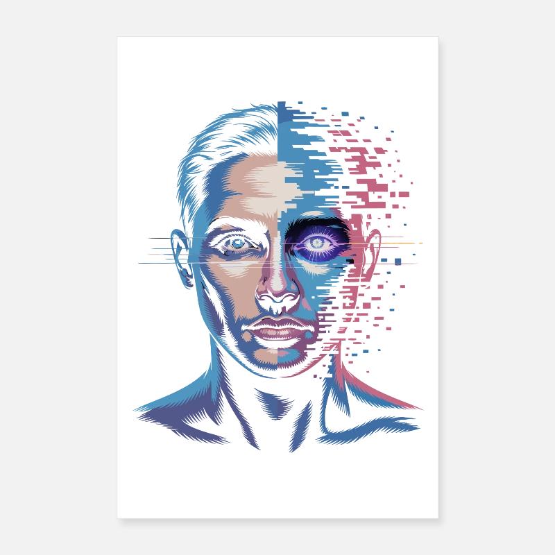 Digital human with glitch effect Poster 16" x 24" (40x60 cm)
