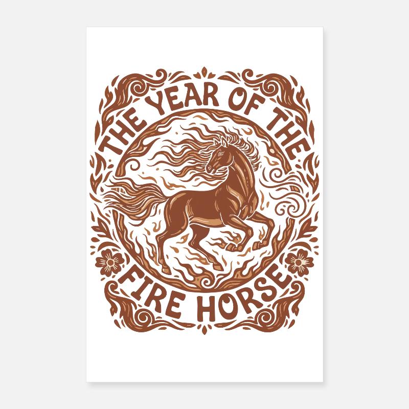 Année de la conception de la célébration du cheval de feu Poster 40 x 60 cm