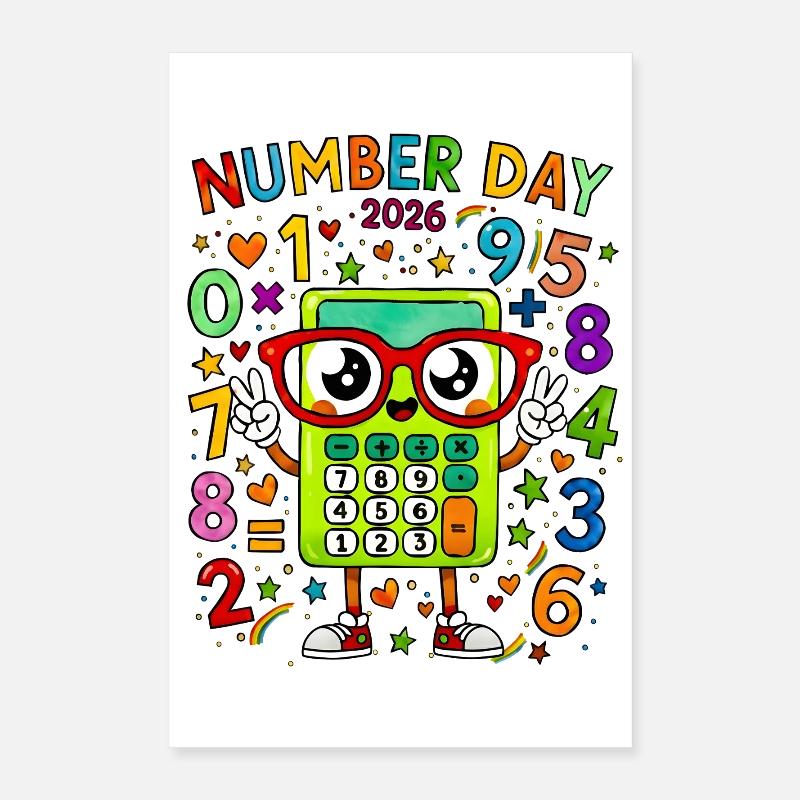 Number Day 2026 Calculator Mascot Poster 16" x 24" (40x60 cm)