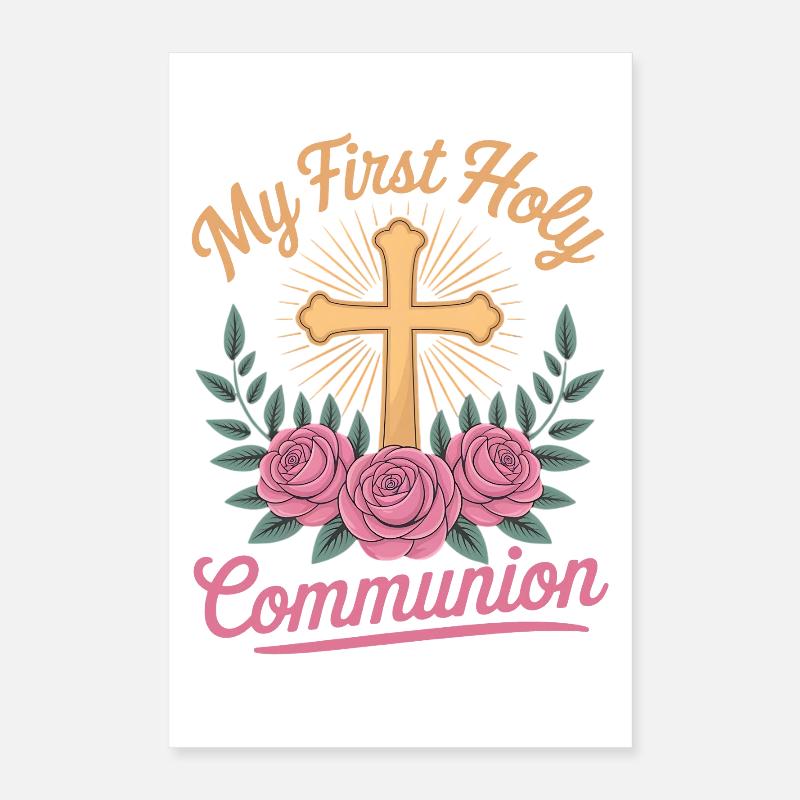 Croix de la Première Communion des Roses Poster 40 x 60 cm