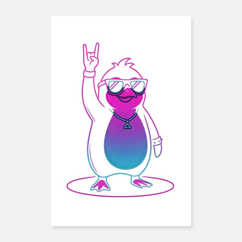 Cooler Rock Pinguin mit Sonnenbrille Poster 40x60 cm