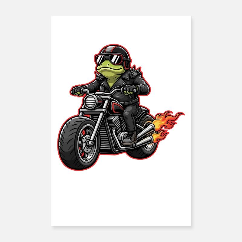Frog Biker in Leather Jacket Style Poster 16" x 24" (40x60 cm)