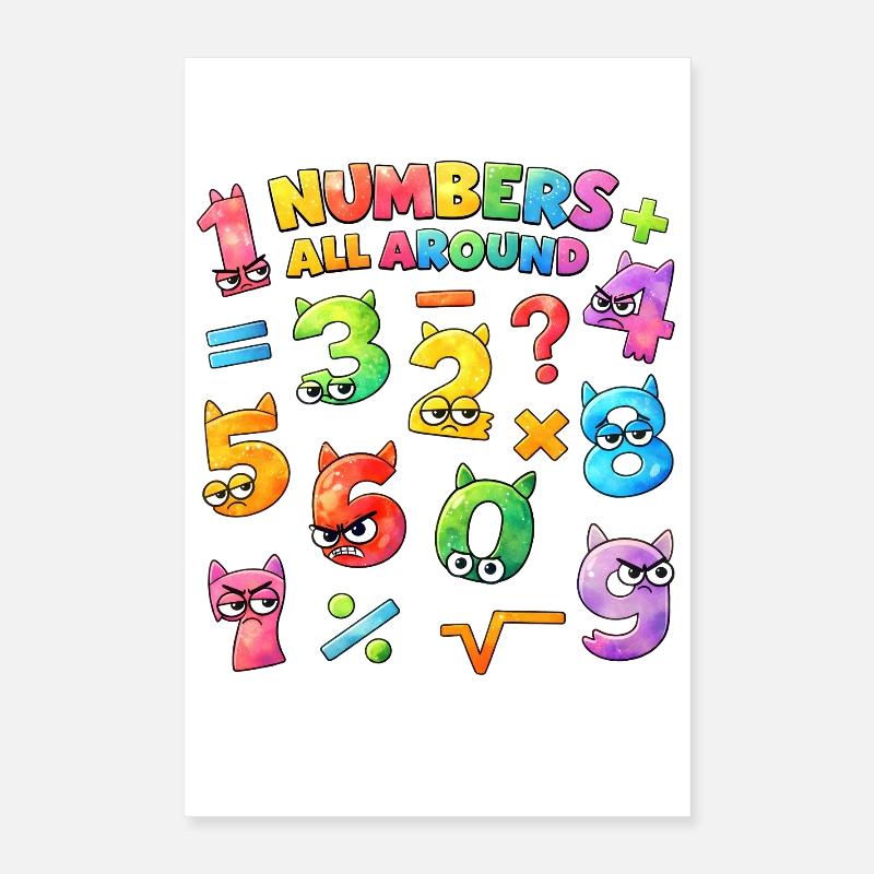 Rainbow Math Faces & Nombres Poster 40 x 60 cm
