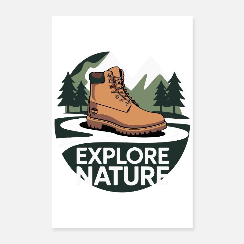 Explore Nature Hiking Boot Poster 16" x 24" (40x60 cm)
