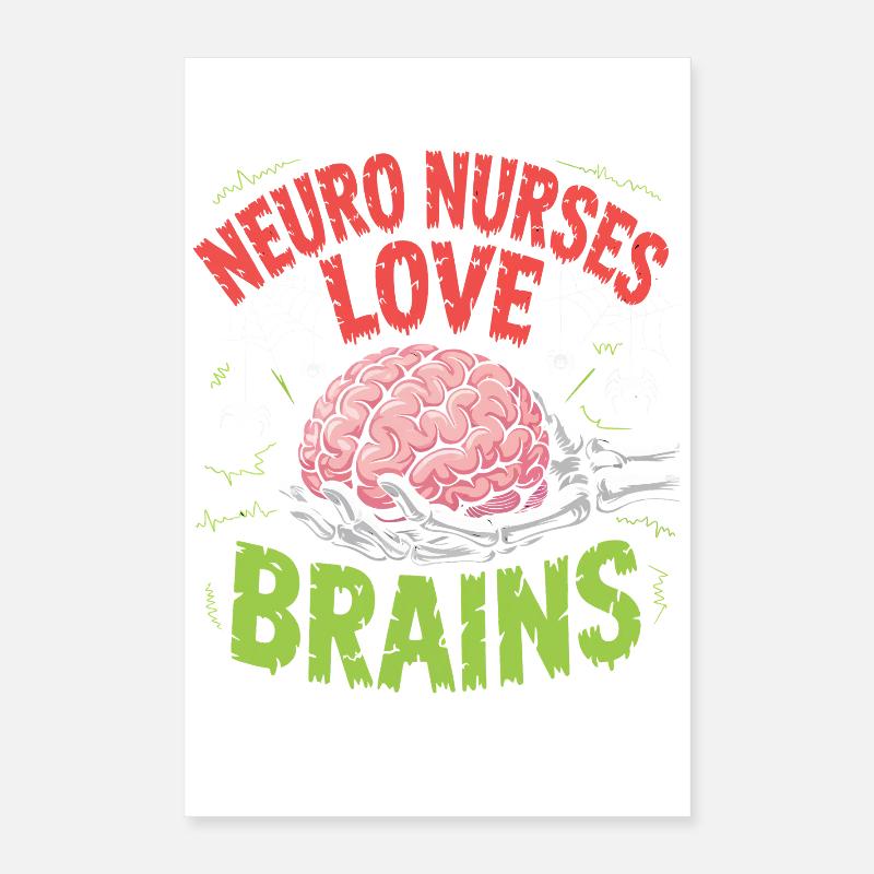Neuro Nurses Love Brains Poster 16" x 24" (40x60 cm)