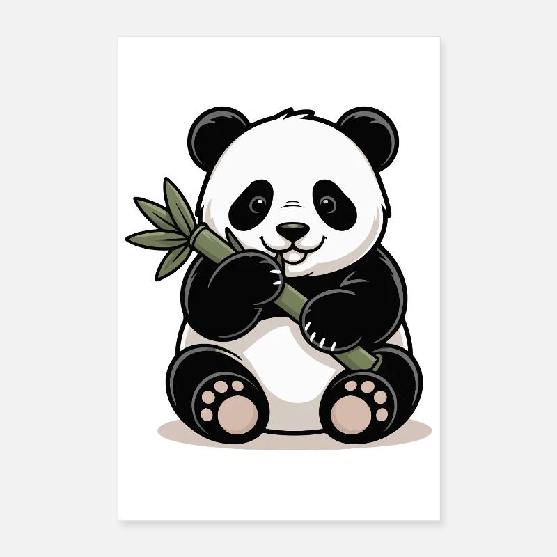 Panda avec un bâton de bambou Poster 40 x 60 cm