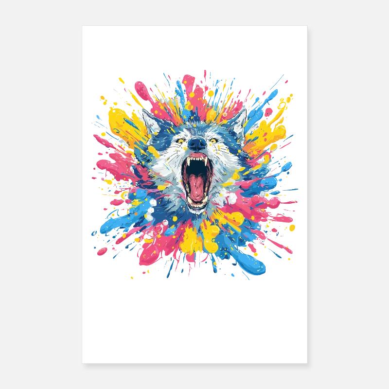 Wolfsruf in Farbschleuder Poster 40x60 cm