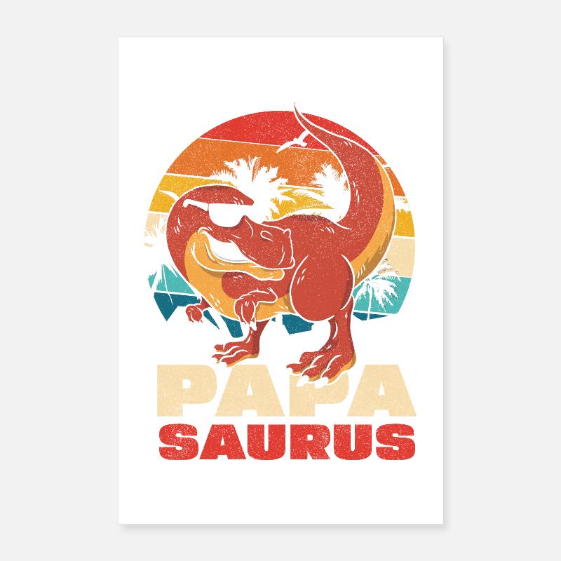 Papasaurus Retro Sunset Poster 40 x 60 cm