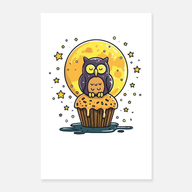 Nacht Eulen Cupcake Poster 40x60 cm