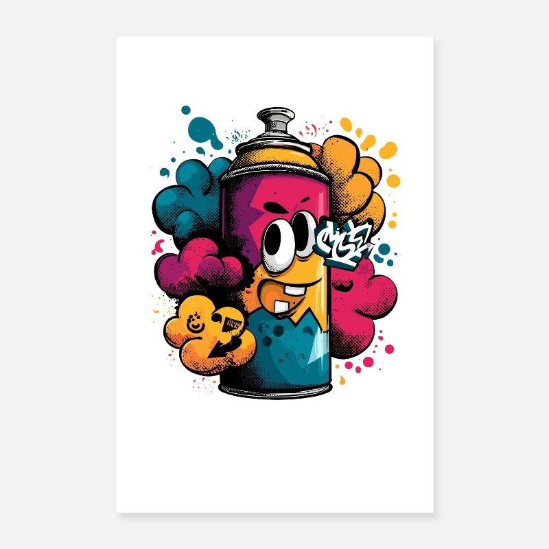 Dessin animé coloré en spray de graffiti Poster 40 x 60 cm