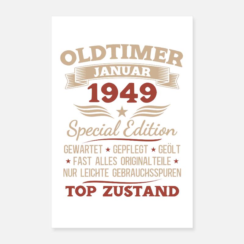 77. Geburtstag Geschenk Oldtimer Januar 1949 Poster 40x60 cm