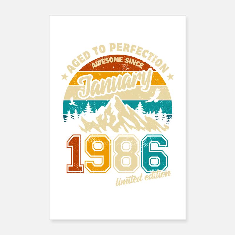 Édition limitée cadeau d’anniversaire de janvier 1986 Poster 40 x 60 cm
