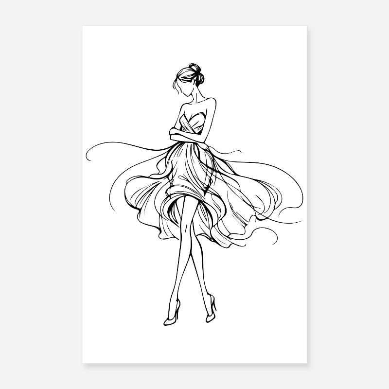 Silhouette fluide en robe de soirée Poster 40 x 60 cm