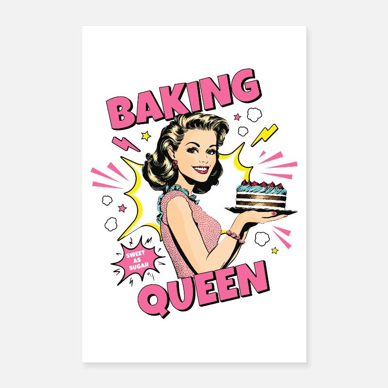 Baking Cake Baking Queen Baking Fairy Baker Pop Art Poster 16" x 24" (40x60 cm)
