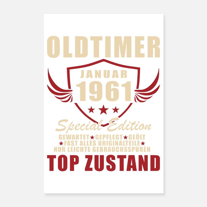 65. Geburtstag Geschenk Oldtimer Januar 1961 Poster 40x60 cm