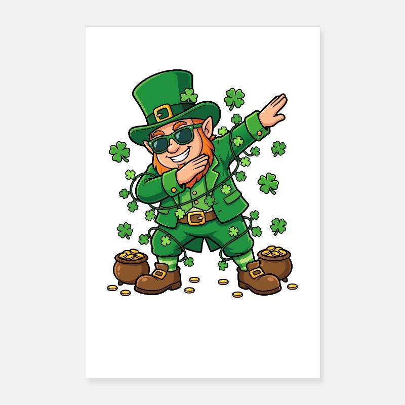 Dabbing Leprechaun St. Patrick's Day Leprechaun Poster 40x60 cm