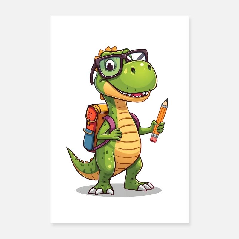 Dino Scholar With Pencil Poster 16" x 24" (40x60 cm)