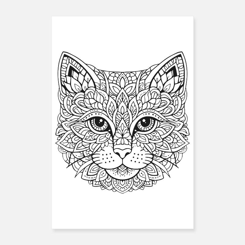 Visage de chat de Mandala Poster 40 x 60 cm