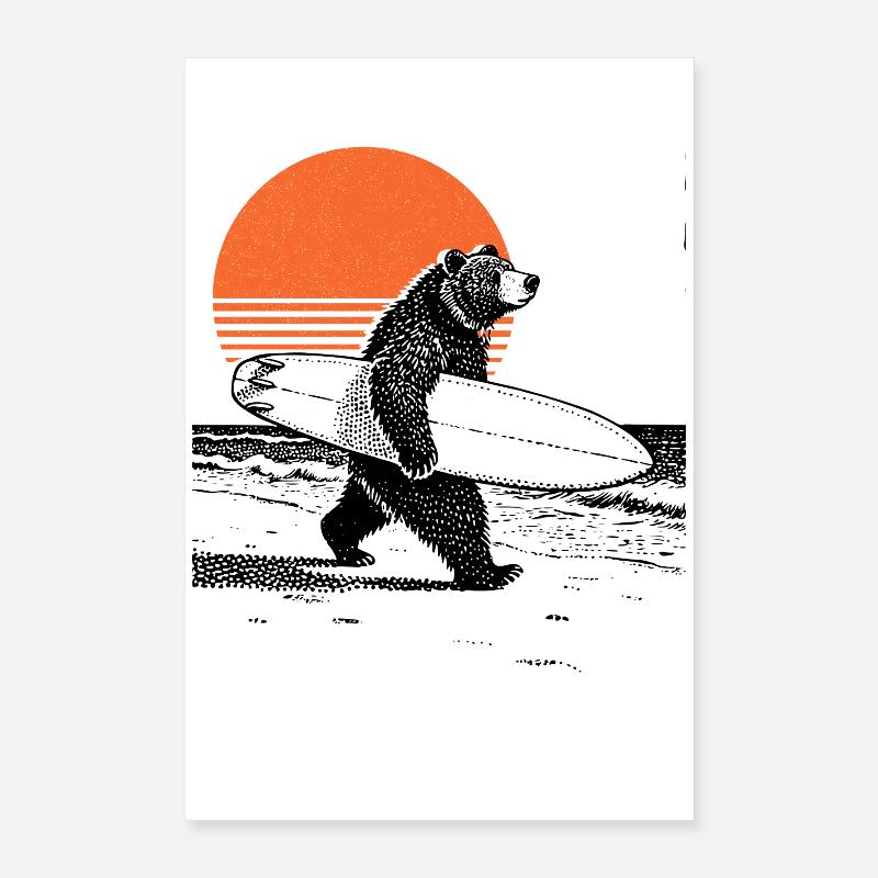Bär mit Board Poster 40x60 cm