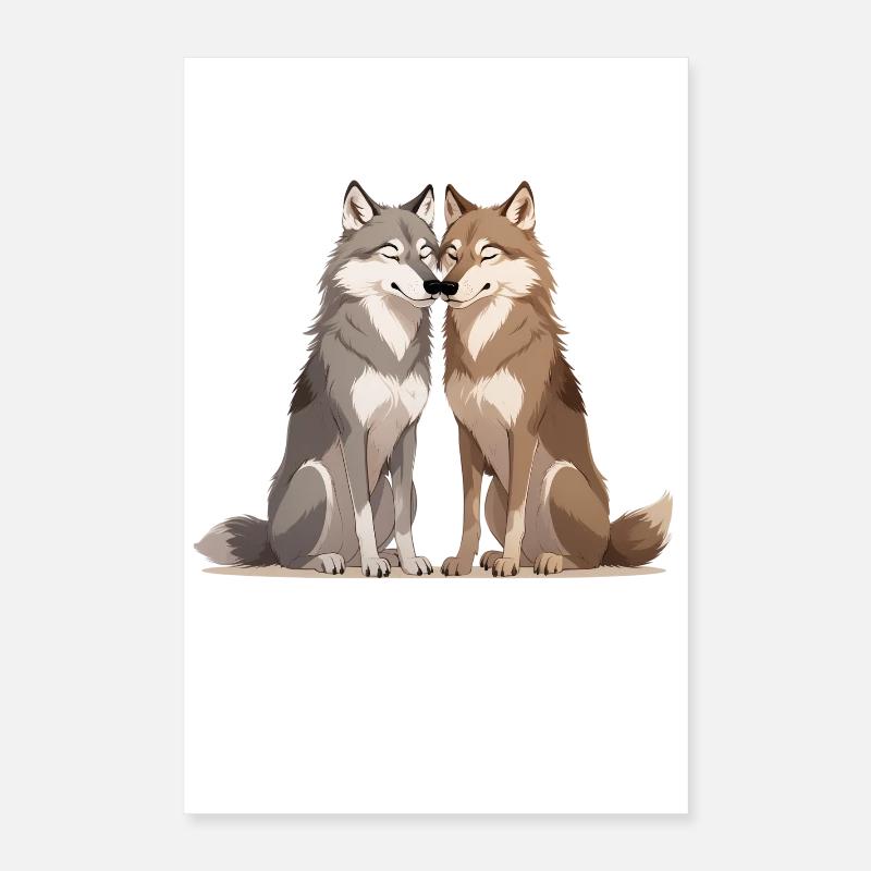 Hugging Wolves Duo Poster 16" x 24" (40x60 cm)