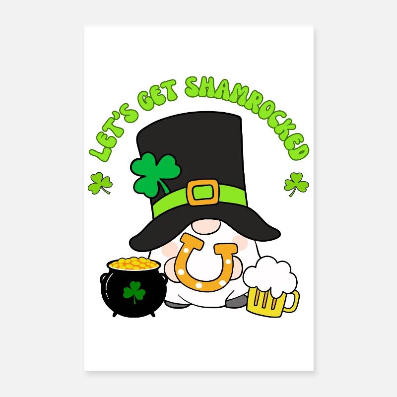 Lass uns den Kleeblatt bekommen, Leprechaun Tee Poster 40x60 cm