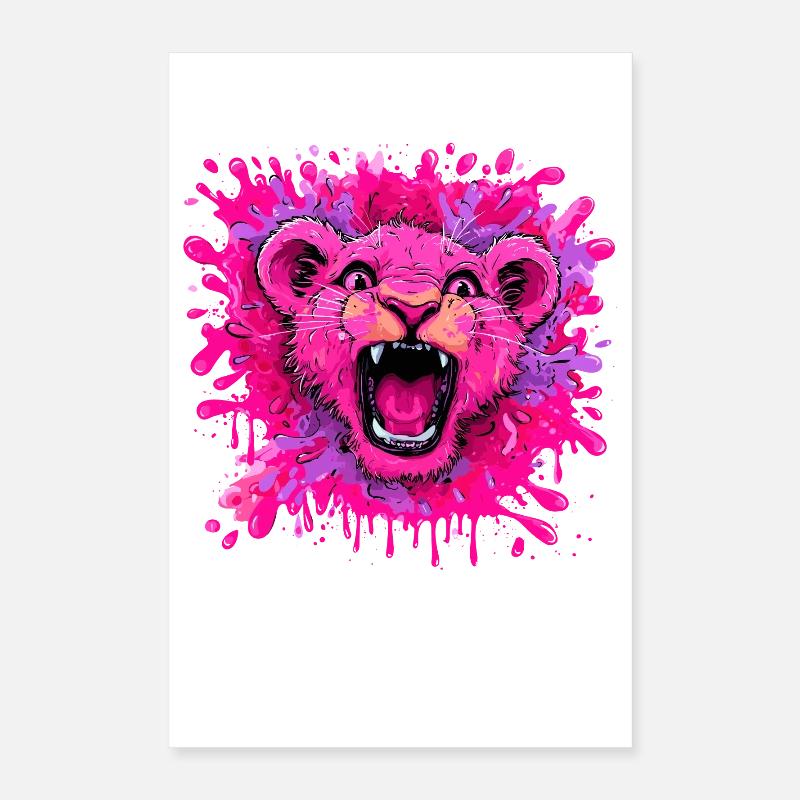 Lion rose dans une touche de couleur Poster 40 x 60 cm