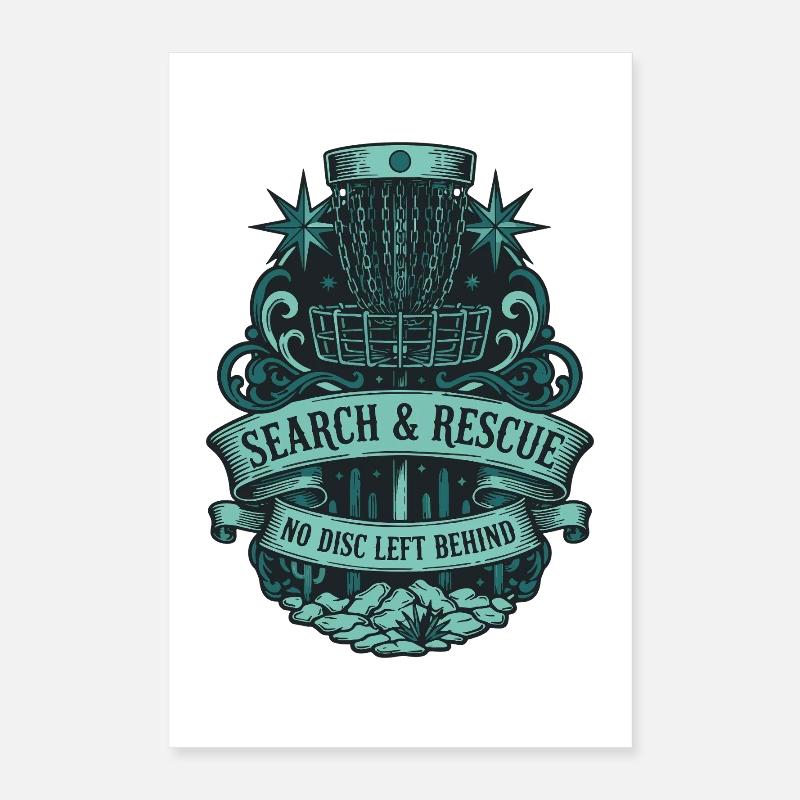 Search And Rescue No Disc Left Behind Disc Golf Poster 40x60 cm