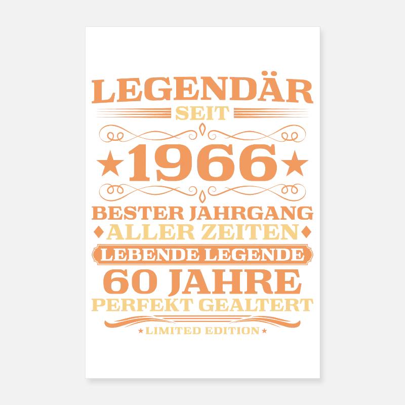 1966 Millésime 60 ans parfaitement vieilli Poster 40 x 60 cm