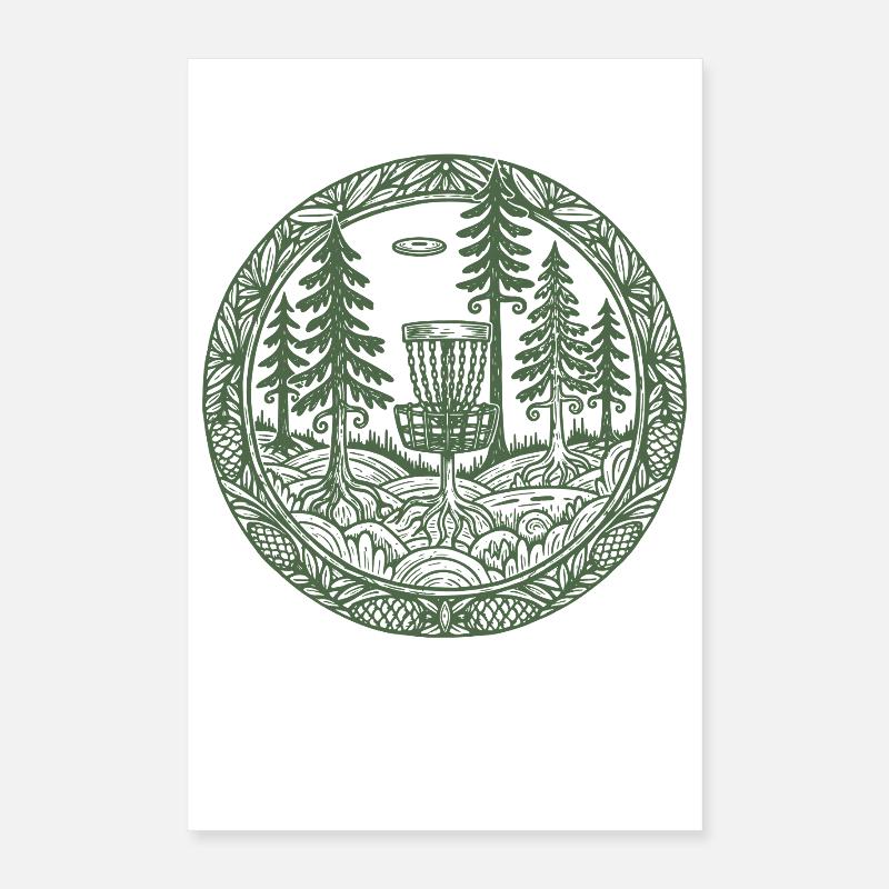 Szene des Forest Disc Golf Basket Flying Disc Courses Poster 40x60 cm