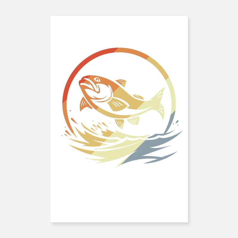 Pêche de style rétro Poster 40 x 60 cm