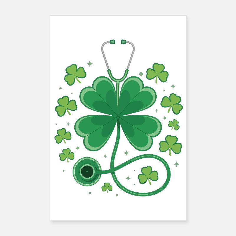 Kleeblatt-Stethoskop Design Poster 40x60 cm
