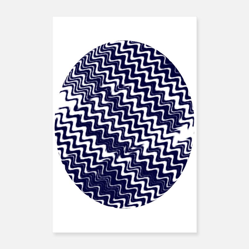 Azurian Zigzag Circle Pattern Poster 16" x 24" (40x60 cm)