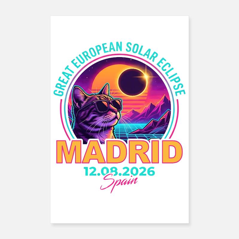 Solar Cat Madrid Eclipse 2026 Poster 40x60 cm