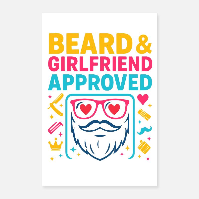 Beard Girlfriend Approved, Valentine's Day Gift Poster 16" x 24" (40x60 cm)