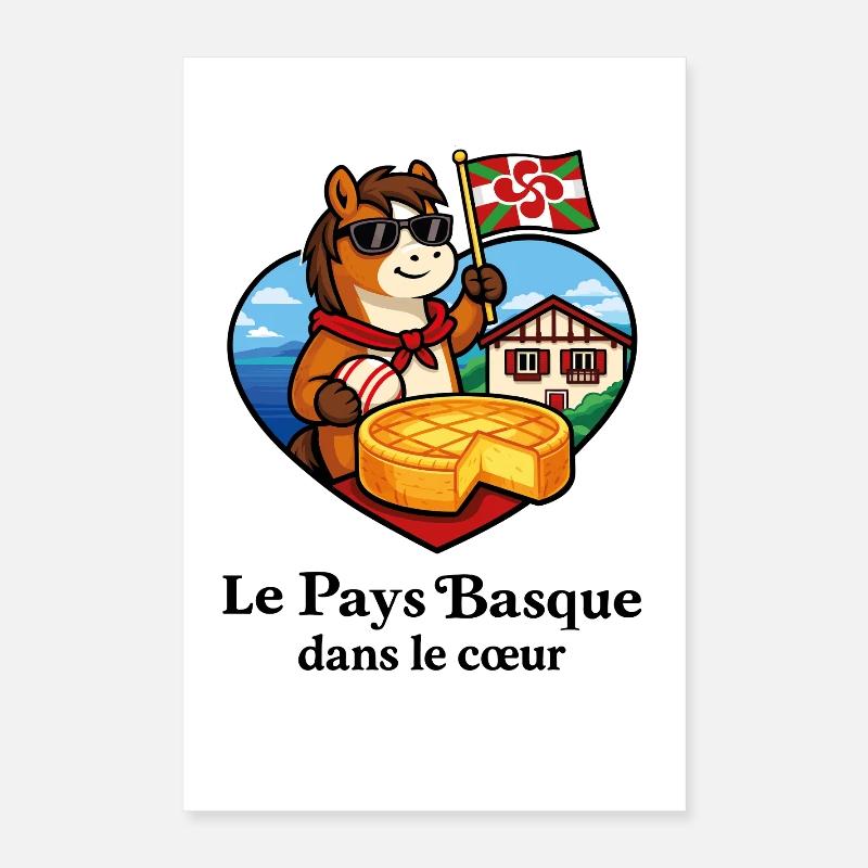 Pays Basque dans le Cœur Pottok Gâteau Basque Poster 40 x 60 cm
