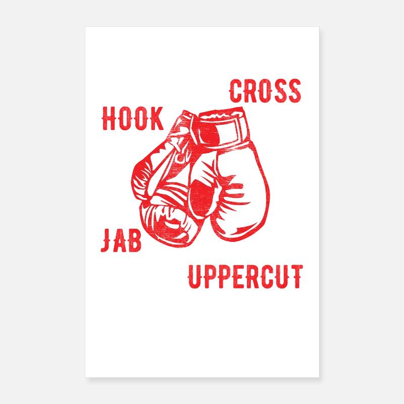 Crochet de boxe, croix de jab, uppercut Poster 40 x 60 cm