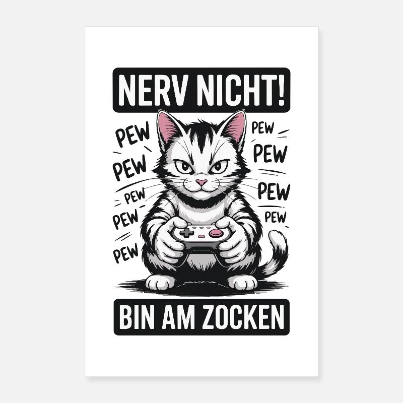 Courage Not I Gaming Cat Design Poster 40 x 60 cm
